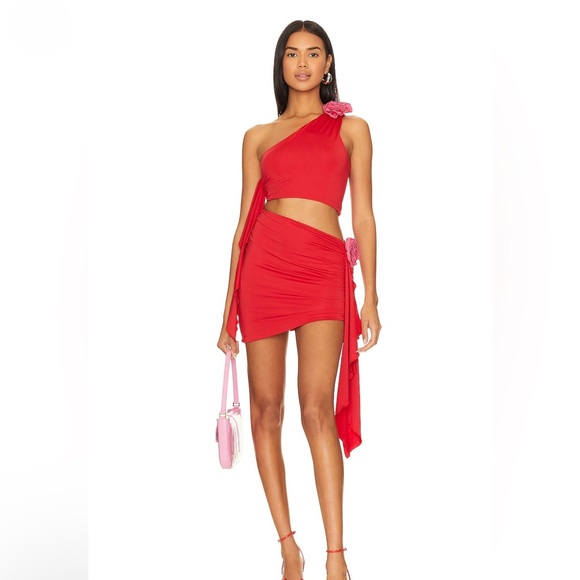 Lovers + Friends Cordelia Mini Skirt in Red and Pink - Picture 1 of 7